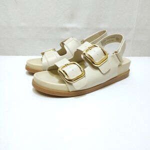 Time And Tru Dad Buckle Slingback Sandal Size 9 Bone Color Adjustable Strap NWT